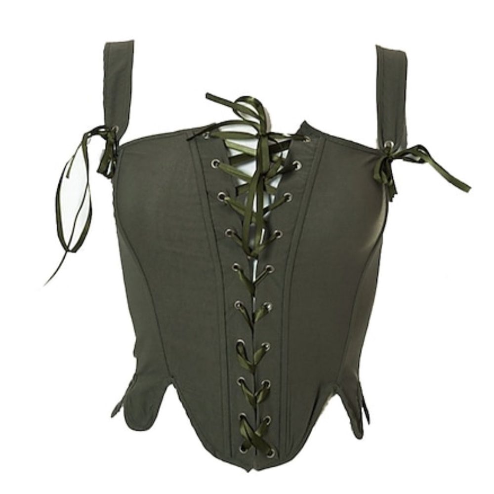 NWT- Army Green- Sz Large- Ribbon Corset
